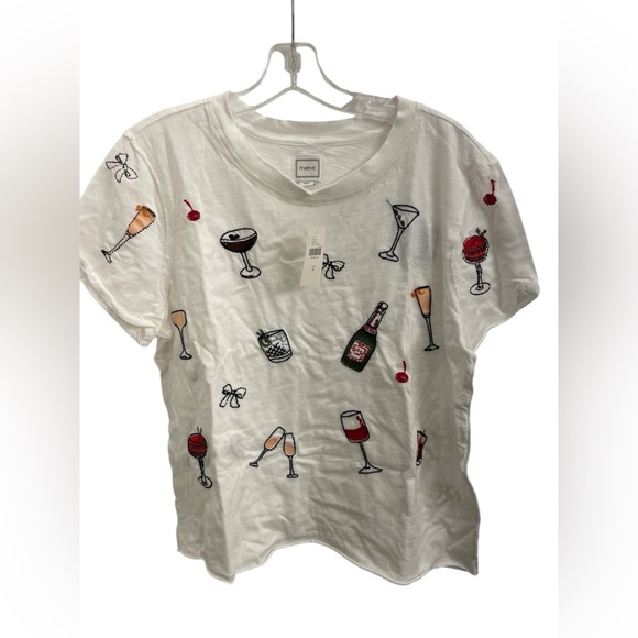 Maeve Tops - Maeve White Graphic Tee. Size Medium. New with Tags.